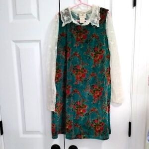 Vintage Cornelloki Floral Dress with Lace Blouse
